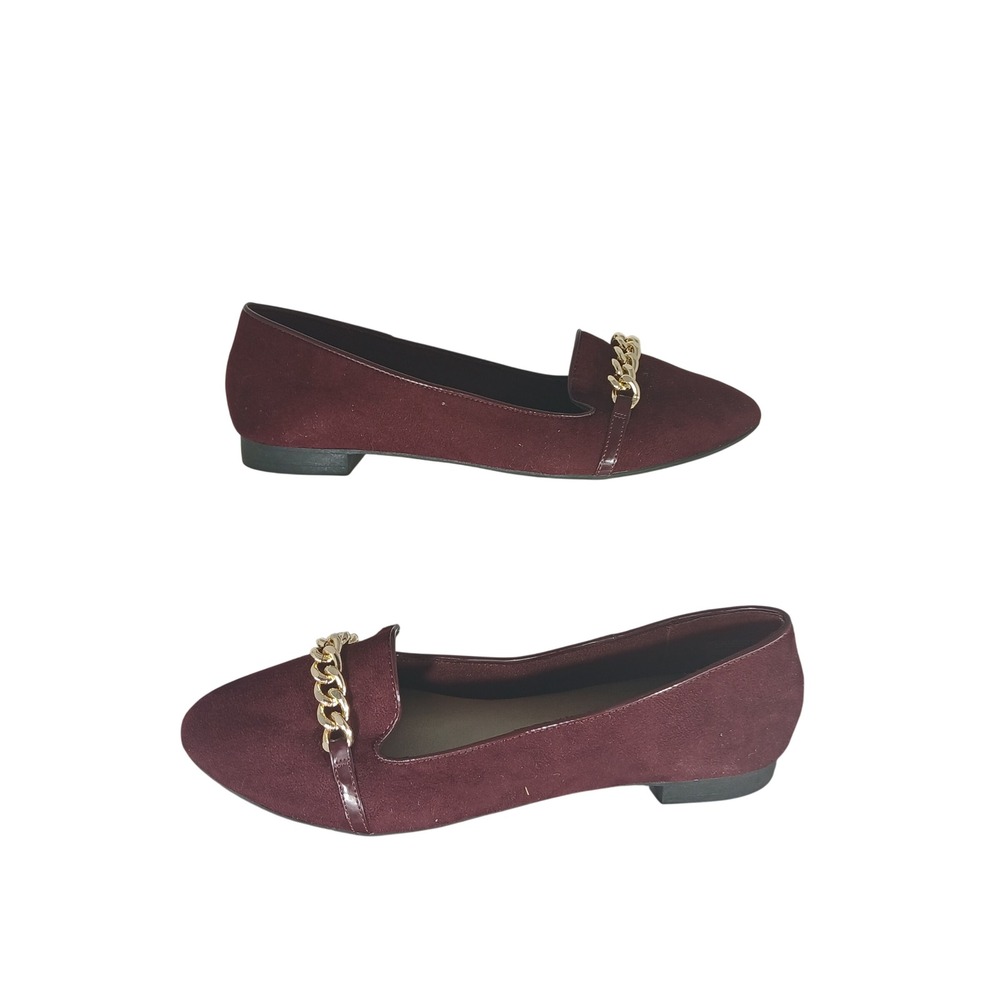 Christian Siriano Loafers 10 Burgundy Gold‎ Chain Dark Academia Preppy
